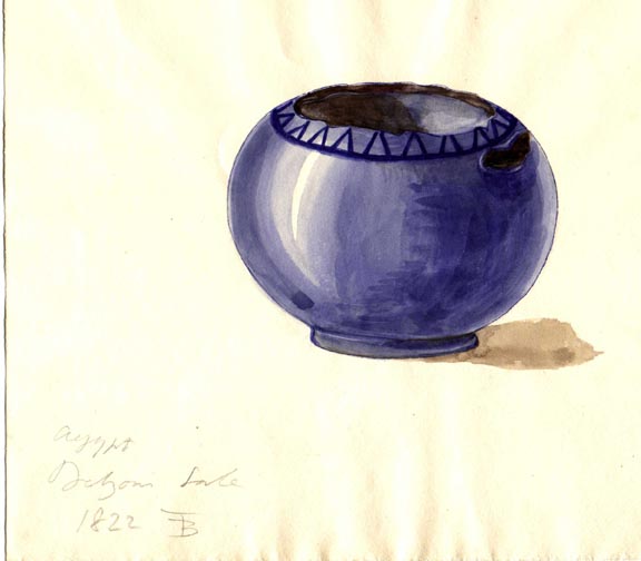 no number, Egyptian blue pot.